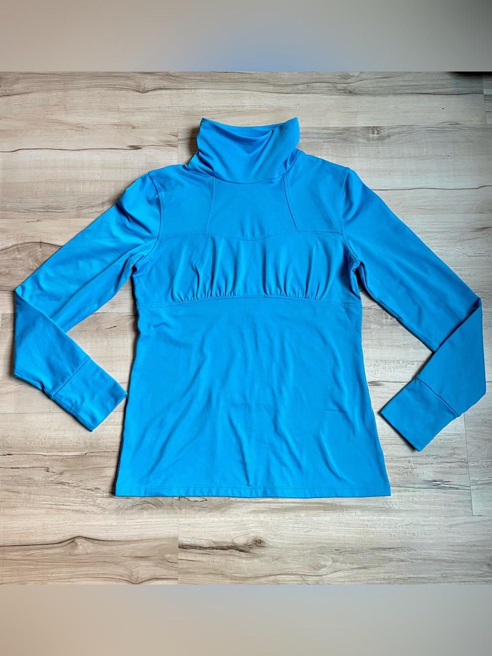 Athleta Bright Blue Long-Sleeve Turtleneck Top, warm size medium
